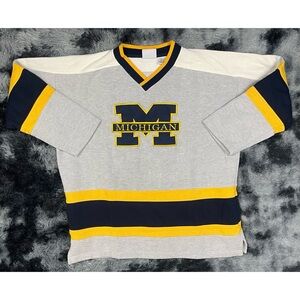 Vintage 90s Michigan Wolverines Hockey Pullover XL Simply For Sports Embroidered